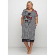 Сірий з чорним сукня XL,2XL,3XL,5XL Romeo Life в смужку 7081